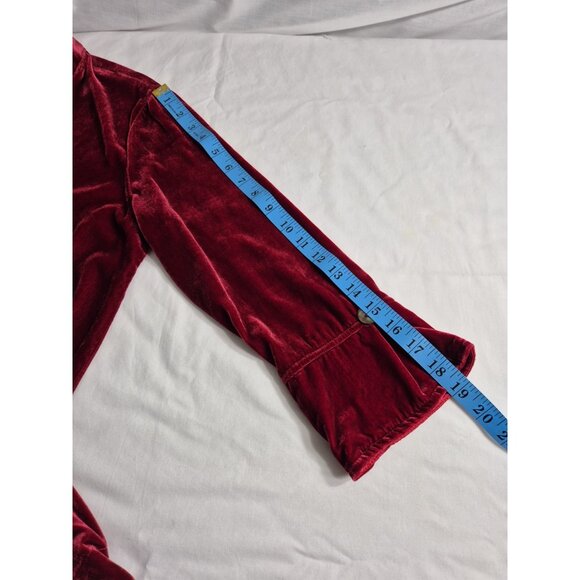John Mark Women's Shirt Top Size S Red Long Sleeve Relaxed Fit Velvet Wired (16) - Picture 10 of 12